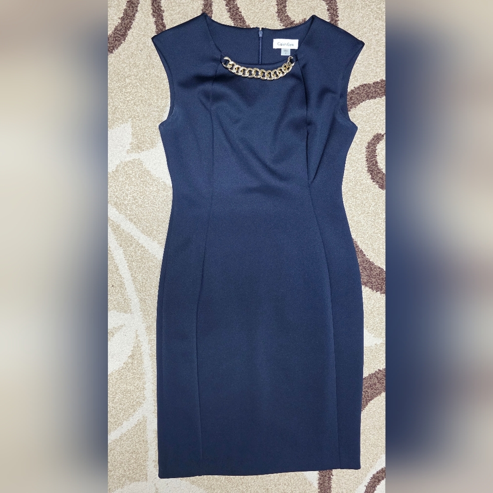 Calvin Klein Strapless Navy Dress